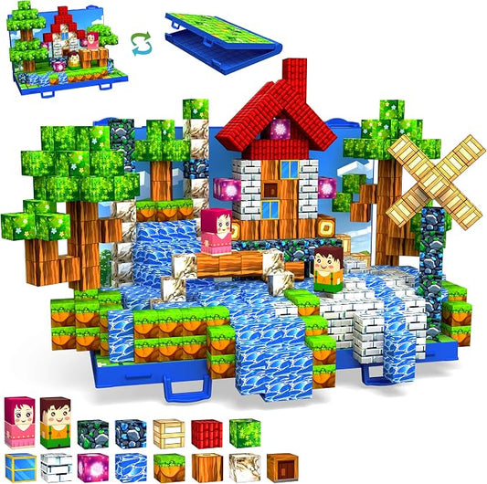 120PCS Magnetic Blocks, Forset Magnetic Building Blocks Tiles for Kids 3+ | 3D Forest Magnetic Cubes, Strong Sturdy Magnet Construction Set, Ideal Christmas Birthday Sensory Toy Gift for Kids 3 4 5-10