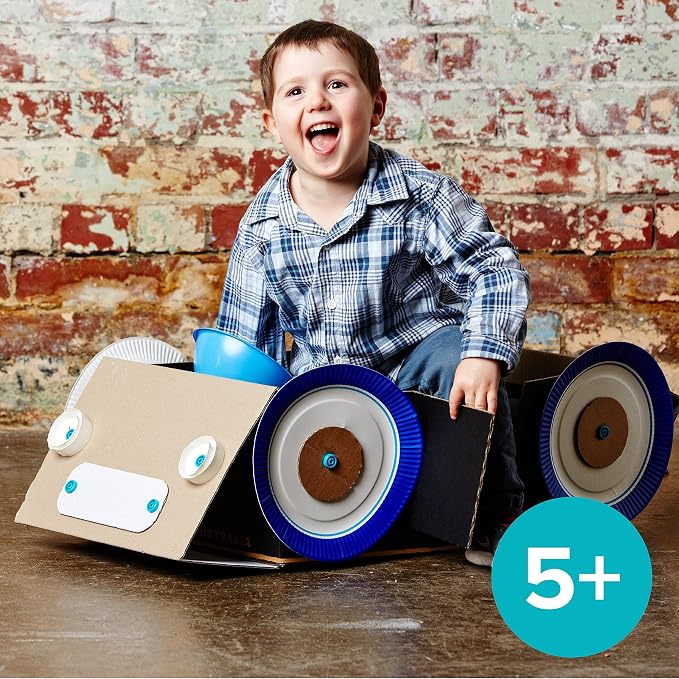 Makedo Explore Toolbox | Cardboard Construction Tools for Kids Age 5+ | 50 Piece Toolkit in Small Sized Toolbox | Versatile Cars to Castles Building Kit | Perfect for at Home Creative Play | STEM + STEAM Educational Toys for At Home Play + Classroom Le...