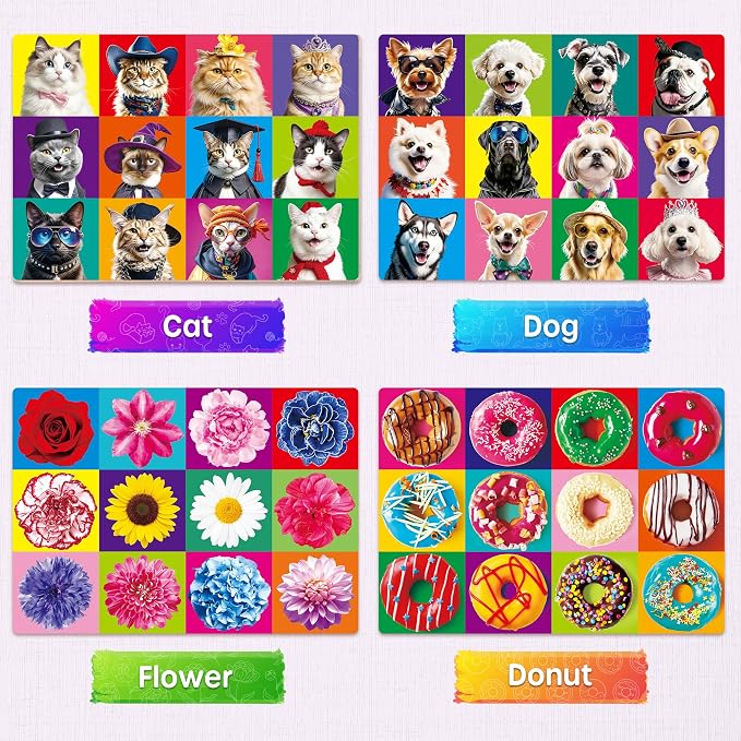 SYNARRY Cat, Dog, Flower & Donut 100 Piece Wooden Puzzles Ages 4-8 | 100 Piece Jigsaw Puzzle for Kids Ages 4-8, Birthday Gifts for Boys & Girls, Hands-On Learning Toys, Screen-Free Play