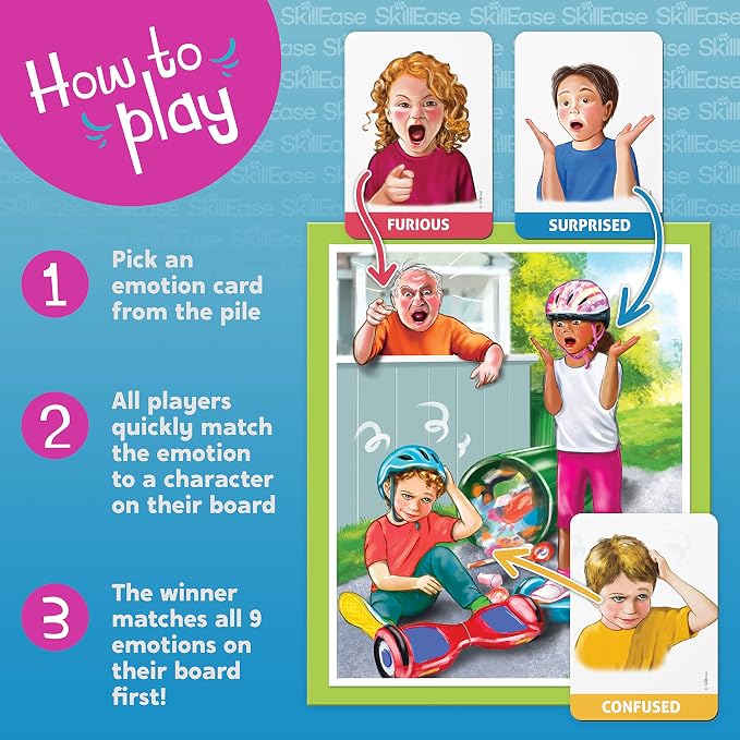 SkillEase Happy or Not, Bingo Emotions and Feelings Activity for Social Skills, Social Emotional Learning Activities, Therapy and Counseling Game for Kids, Speech Therapy Autism Game,