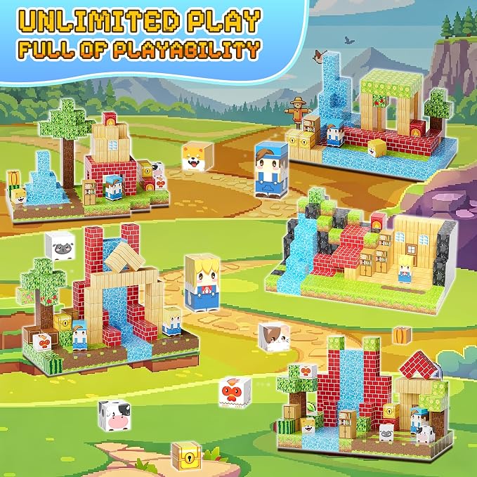 150PCS Magnetic Blocks, Magnetic Building Blocks, 0.78in Magnetic Building | STEM Game Stacking Toys for Kids, Birthday Gifts for Boys and Girls Age 3+ Years Old