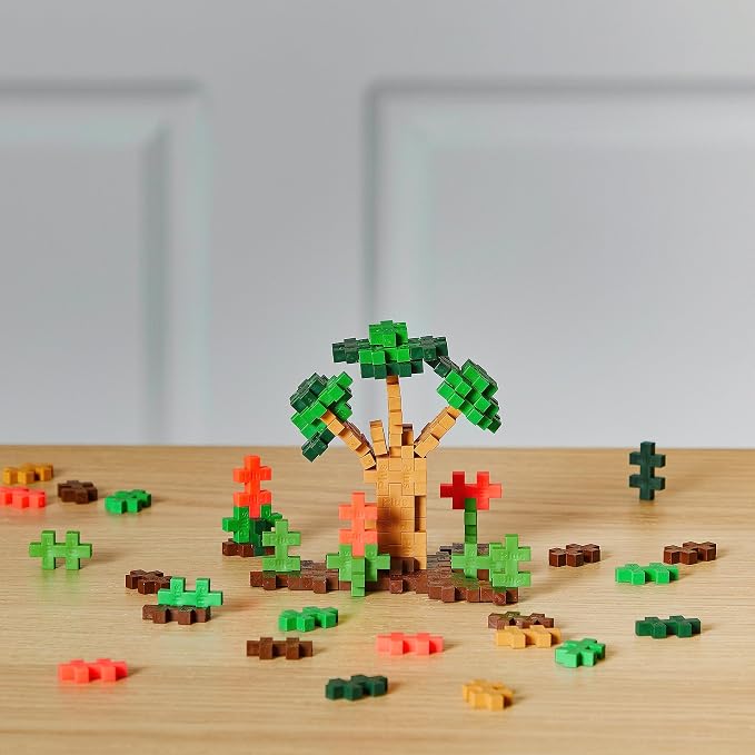 PLUS PLUS 240 Piece Jungle Mix Tube & Baseplate - Waffle Blocks Stem Toy | Sensory Bin Fillers, Gifts for Boys & Girls, Classroom Must Haves, Christmas Stocking Stuffers for Kids, Math Manipulatives