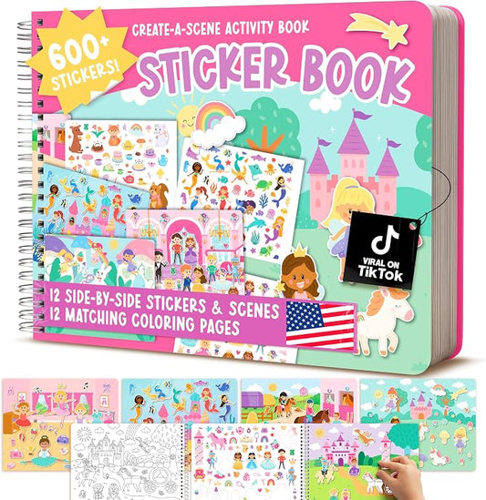 Sticker Books for Toddlers 2-4 Years Screen Free Activities Toddlers 3-5 | Toddler Sticker Book Preschool Learning Activities, Kids Stickers Ages 2-4, Quiet Activity Book, Kids Travel Activities