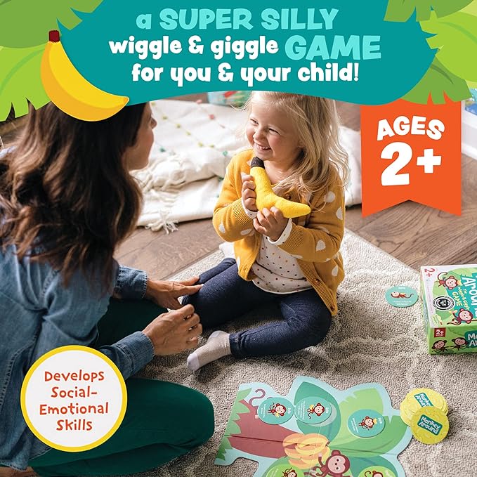Peaceable Kingdom Monkey Around First Game for Toddlers Interactive play with Parent Ages 2+ | Active first game for toddlers—wiggle, hug and hop through 40 movement cards with a grown-up. Cooperative play, ages 2+