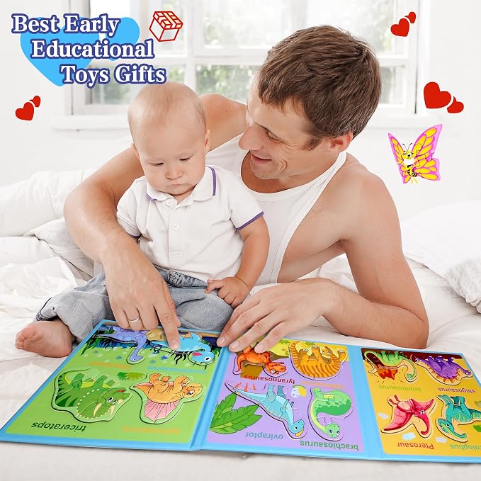Magnetic Puzzles for Kids Ages 3-5, Travel Toddler Dinosaur Puzzle Toy | Refrigerator Magnet Game for Ages 4-6, Learning & Birthday Gift for Boys, Car & Airplane Road Trip Quiet-Time Activity Toys