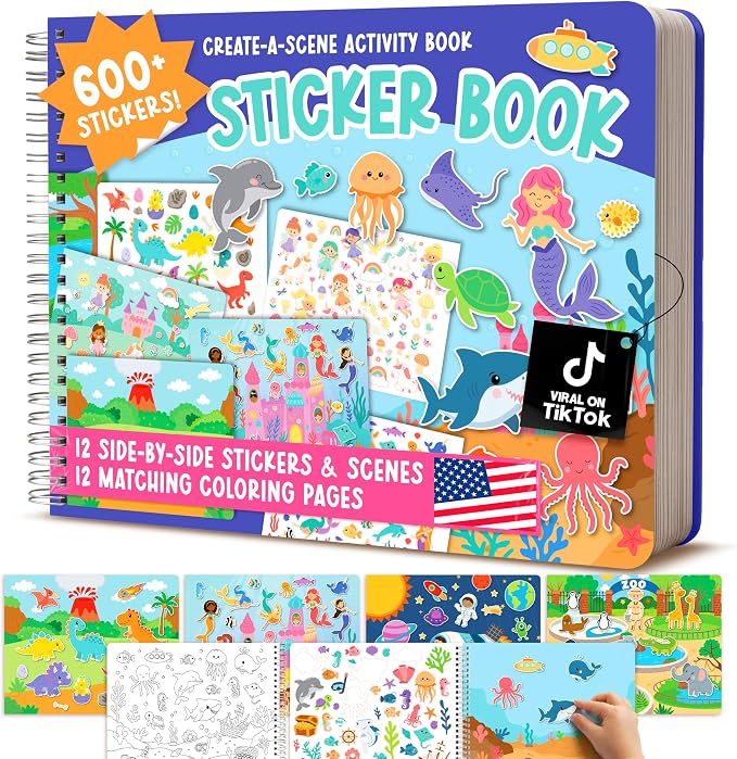 Sticker Books for Toddlers 2-4 Years Screen Free Activities Toddlers 3-5 | Toddler Sticker Book Preschool Learning Activities, Kids Stickers Ages 2-4, Quiet Activity Book, Kids Travel Activities