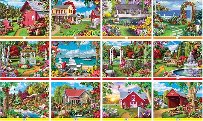 MasterPieces Jigsaw Puzzle 12-Pack Bundle Set, Folk Art by Alan Giana, Multi-Pack for Adults & Kids, Eco-Friendly