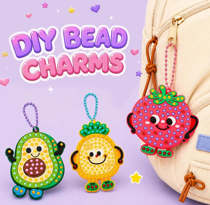 Kiditos DIY Bead Art Craft Kit with Magic Bead Pens for Kids Ages 3+ | Colorful Templates, Bead Chains, Stick-On Art, Backpack Charms & Creative Play