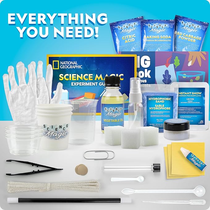 NATIONAL GEOGRAPHIC Science Magic Kit – Science Kit for Kids with 100+ Unique Experiments and Magic Tricks, Chemistry Set and STEM Project, A Great Gift for Boys and Girls (Amazon Exclusive) | Magic Tricks, Chemistry Activities, Hands-On Science Experi...
