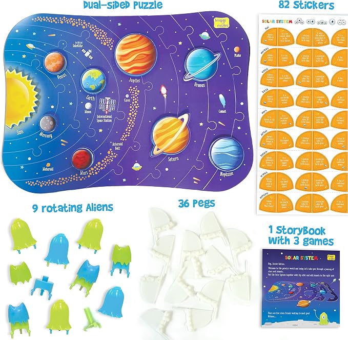 Imagimake Mapology - Solar System Jigsaw Puzzle for Kids Ages 4+ | Educational STEM Toy, 72 Space Facts, Learn About Space & Planets, Back to School Gift for Boys Ages 4,5,6,7,8 Years Old