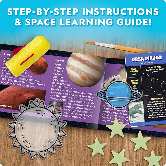 National Geographic Mega Space Science and Craft Activity Kit for Kids | 100+ Pieces, Launch a Rocket, Create Glowing Constellations, Paint a Solar System, Space STEM Crafts, Birthday Gift