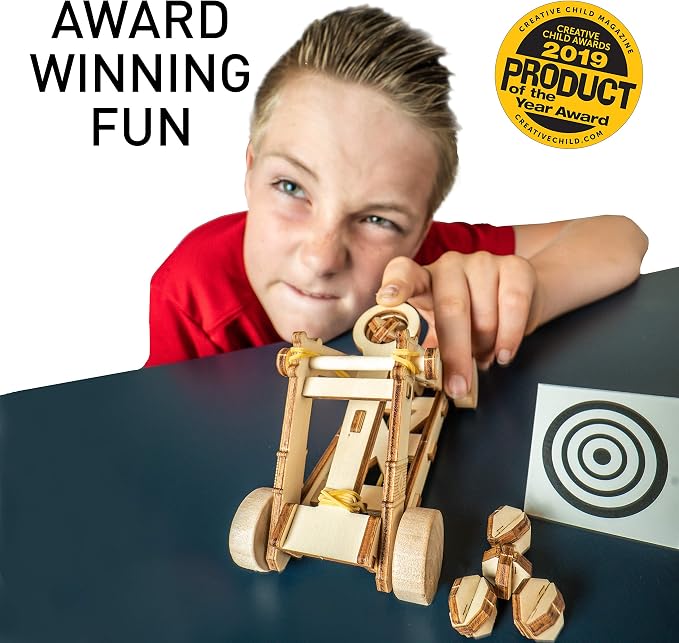 National Geographic Da Vinci Catapult Wood Building STEM Kit for Kids | Build a Working Catapult, Wooden 3D Puzzle, Engineering Model, Hands-On STEM Project, Construction Toy, Birthday Gift