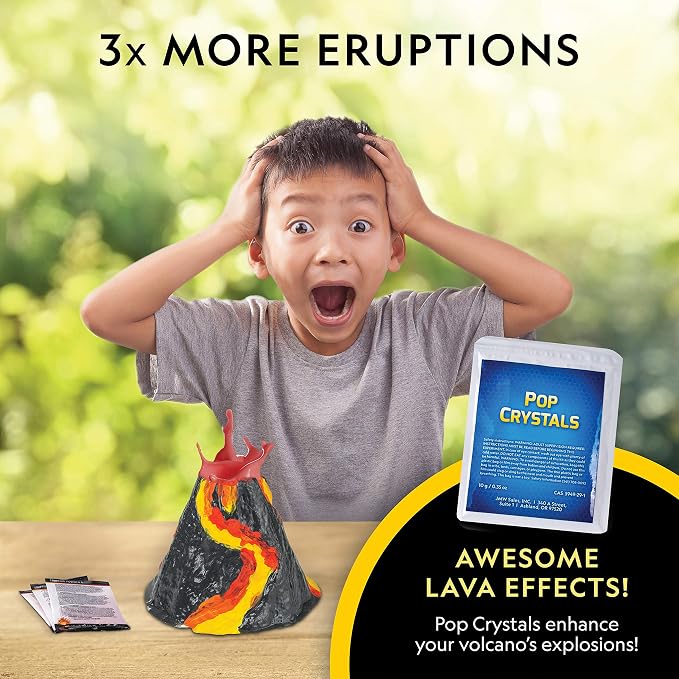 National Geographic Ultimate Volcano Science Kit for Kids Ages 8-12 | 3X More Eruptions, Pop Crystals with Exciting Sounds, Eruption Powder, Hands-On Earth Science, STEM Activity, Birthday Gift