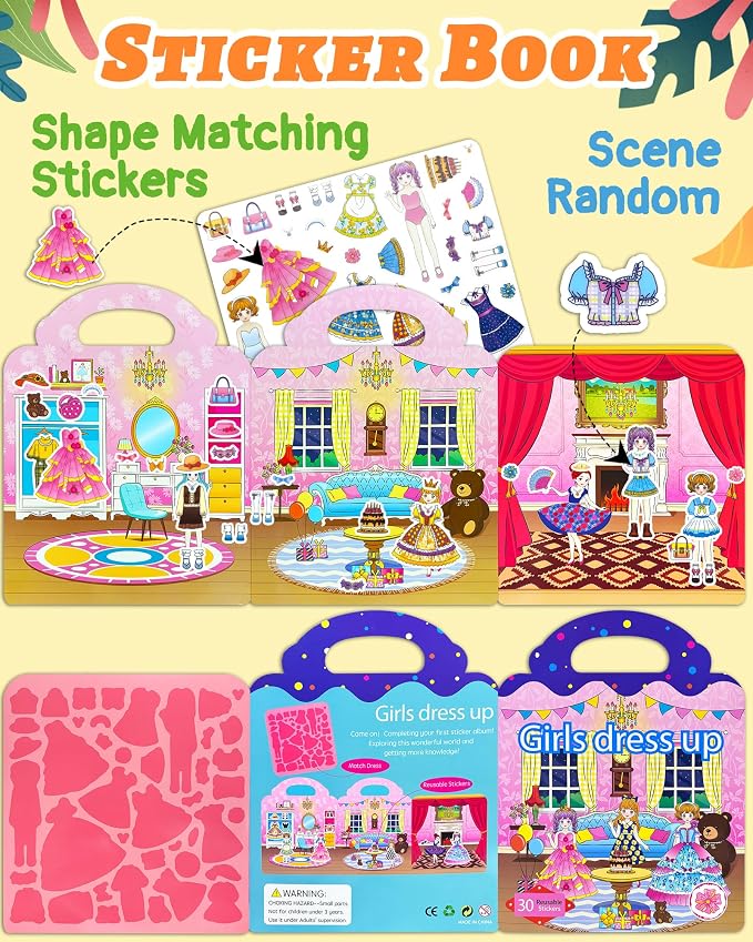 Benresive Reusable Sticker Book for Toddlers, Travel Stickers for Kids | Toddler Travel Activities Toys, Birthday Gifts for Boys & Girls, Airplane Travel & Road Trip Essentials Kids
