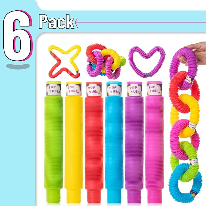 Mr. Pen- Pop Tubes Sensory Toys, 6 Pack, Large, Pop Tubes