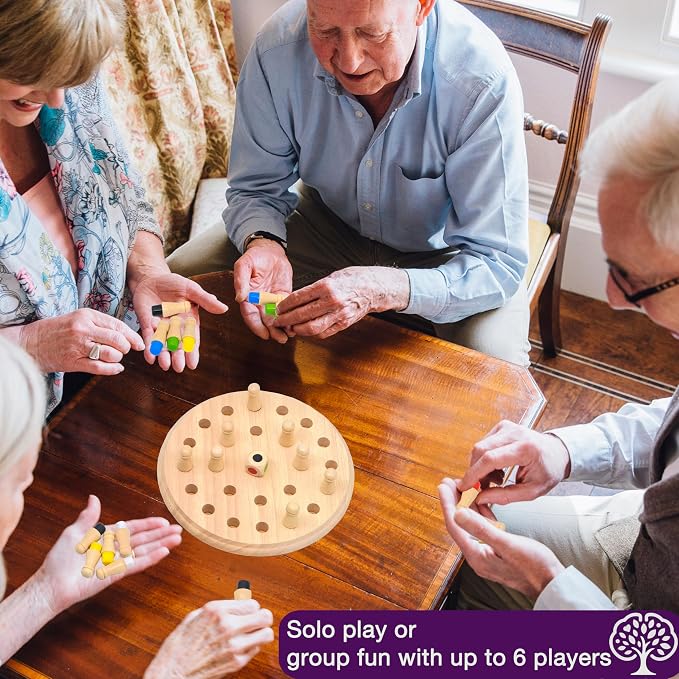 Easy Memory Games for Dementia Seniors, Wooden Occupational Therapy Tools | Cognitive Brain Peg Toy for Elderly, Alzheimers Activities for Parkinson Patients Matching Board Gift Craft Gadget Puzzle
