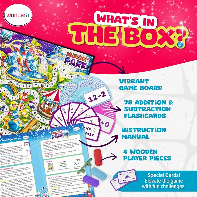 Number Park - Addition & Subtraction Math Board Game for Kids Ages 5-8 - Fun STEM Learning Game for Kindergarten, 1st & 2nd Grade, Homeschool & Classroom - 1-4 Players