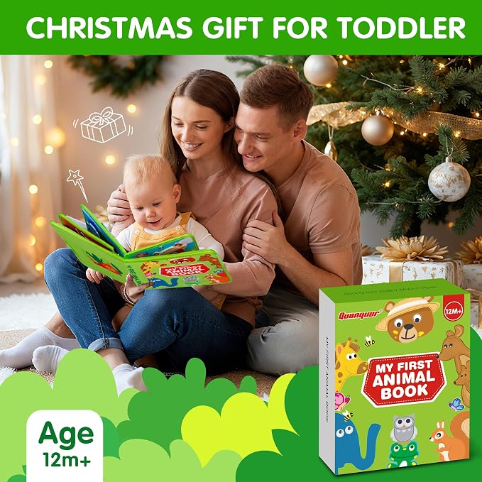Quanquer Animal Busy Book for Toddlers 1-3 - Montessori Toys for 1 Year Old Boys and Girls, Educational Travel Toy for Airplane Car, Christmas Birthday Gifts for Toddlers