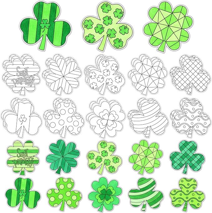 X1zuue 30Pcs St. Patrick's Day Color Your Own Magnets Art Crafts for Kids | Shamrock Blank Coloring Magnets for Holiday Irish Party School DIY Activities Fridge Whiteboard Decor Supplies