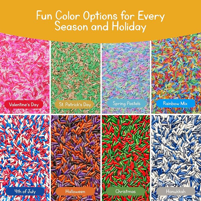 Fall Sensory Play Rice for Kids, 2 lbs – Autumn Sensory Bin Filler for Scooping, Pouring, Sorting & Creative Play – Perfect for Sensory Bins and Tables – Fine Motor Play – Ages 3+