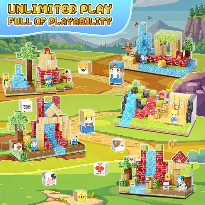 150PCS Magnetic Blocks, Magnetic Building Blocks, 0.63in Magnetic Building | STEM Game Stacking Toys for Kids, Birthday Gifts for Boys and Girls Age 3+ Years Old