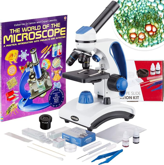 AmScope M162C-2L-WM-SP14-50P100S 1000X Dual Light Glass Lens Metal Frame | 40X-1000X Magnification Range