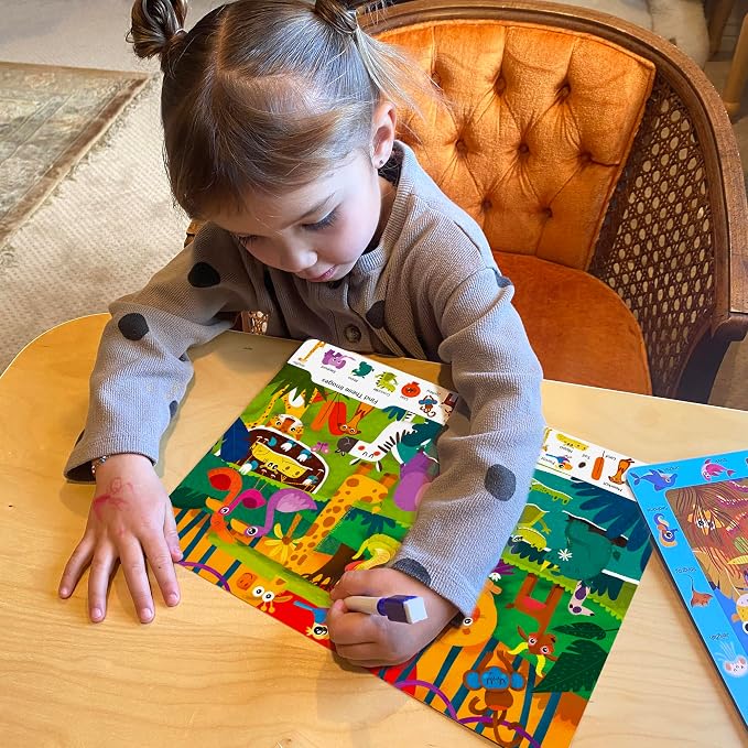 BenBen Search and Find Books for Kids Ages 3 4 5 6 7 8, Dry Erase, Reusable | 28 Pages, Preschool Learning Activities, Travel Game for Road Trip, Fine Motor Skills, Birthday Gift for Kindergartener