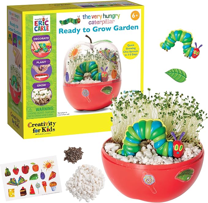 Creativity for Kids The Very Hungry Caterpillar: Ready to Grow Garden - Summer Activities | Science Terrarium Kit Inspired from The World of Eric Carle Books, Education Gifts for Kids (Ages 6+)