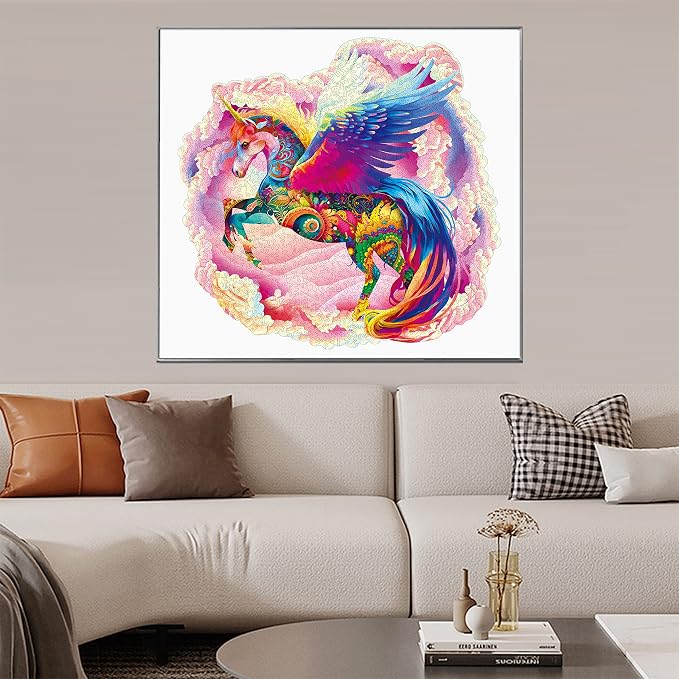 MYS Aurora Wooden Jigsaw Puzzles for Adults, Unicorn Puzzles 925 Pieces | Unique Animal Shaped Wooden Puzzles for Adults and Kids, Family Game 23.3x22.5 Inch