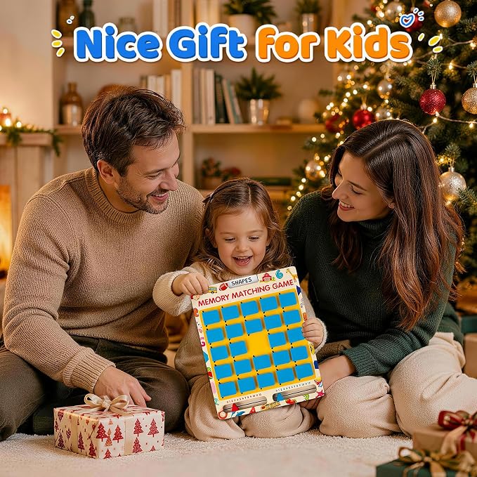 Matching Memory Game for Kids, Travel Toys Games Activities for 3 4 5 6 7 8 | Board Game for Plane Activity, Road Trip Essentials for Airplane Car Camping, Christmas Birthday Gifts for Boys Girls 3-5 4-8