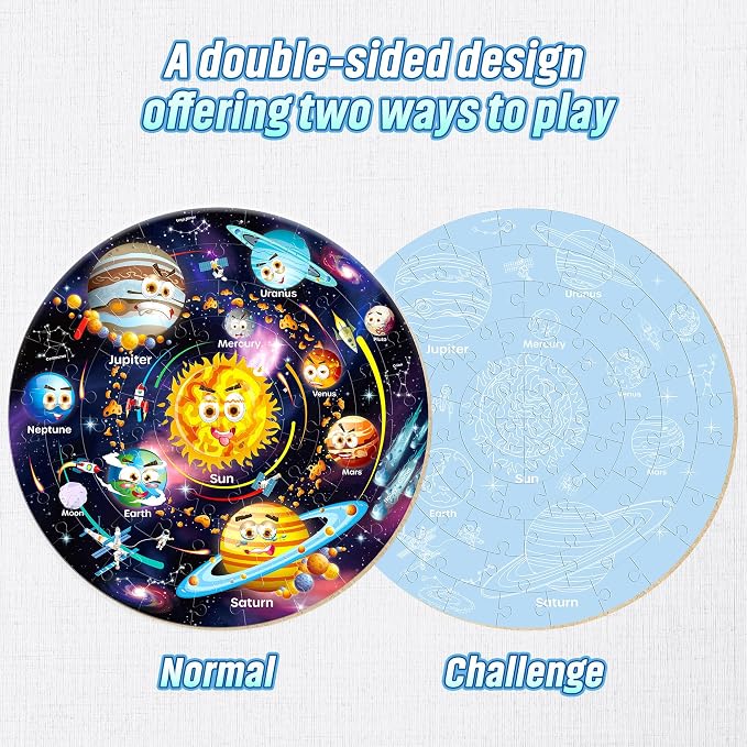 SYNARRY Large 70 Piece Solar System Floor Puzzle for Kids Ages 4-6 | Jigsaw Puzzle for Kids Ages 4-8, Space Planet Astronaut Toys, Educational STEM Learning, Screen-Free Play, Birthday Gifts