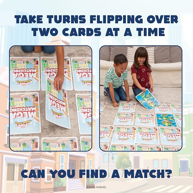 Giant Matching Card Game Spider-Man, Memory Game, Jumbo Playing Cards, 3+ | Marvel Toys, Giant Card Games, Family Game Night, Travel Games, Playing Cards, Screen-Free, Travel Game, Holiday Game