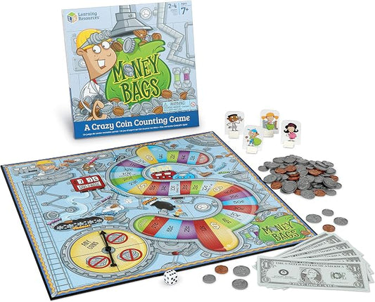 Learning Resources Money Bags Math Game - Classroom Math Games, Financial Literacy for Kids, Counting Board Game