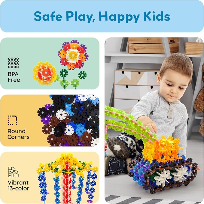 PicassoTiles 300 Piece Interlocking Disc Building Chips, STEM Toy for Kids | 300PCS, colorful connecting discs, creative block set, logic development activity, vibrant shapes, preschool ages 3 and older