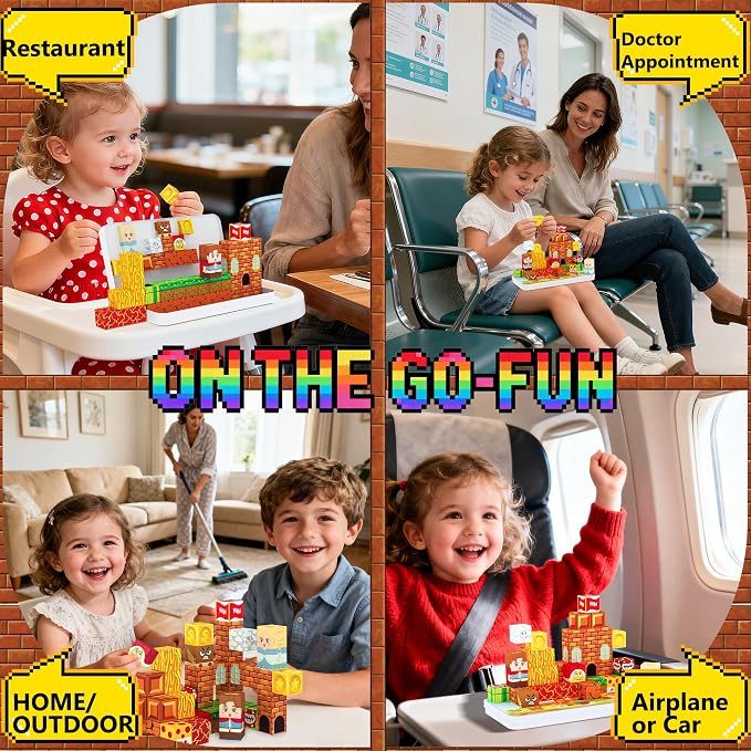 Mini Magnetic Building Blocks Travel Set with Case, 45pcs Travel Toys | STEM Educational Sensory Toys, Travel Size Magnetic Blocks for Kids Ages 3-5 Boys Girls, Learning Gift for Boys Girls