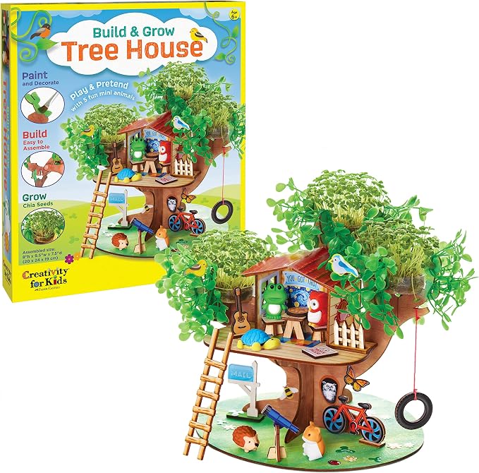Creativity for Kids Build and Grow Tree House Craft Kit - Treehouse Playset Toy for Boys and Girls, Classic Toys for Kids (Ages 6+)