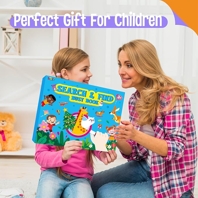 SpriteGru Search & Find Book, 30 Different Themes 32 Pages Activities Book, Montessori Learning Toy Educational Game Autism Sensory Toys for Preschool Girls and Boys