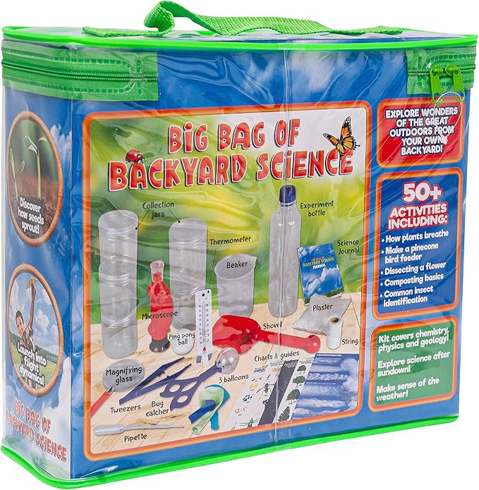Be Amazing! Toys Big Bag of Backyard Science - STEM Science Kits for Kids 8+ - Educational Science Toys for Kids 10-12 with 50+ Projects - 32-Piece Experiment Science Set for Boys & Girls Age 8-12
