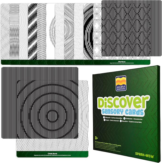 Mindful Motions Sensory Cards, Discover, 12 Dynamic Patterns and 2 Sliders | Screen-Free Visual Sensory Toys