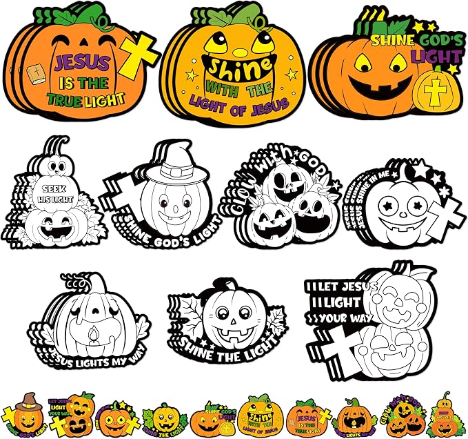 Halloween Coloring Arts Crafts Kits - 30Pcs Halloween Pumpkin Color Your Own Magnets for Kids Christian Blank DIY Coloring Magnets for Fall Party Fridge Refrigerator School Classroom Activities Decor