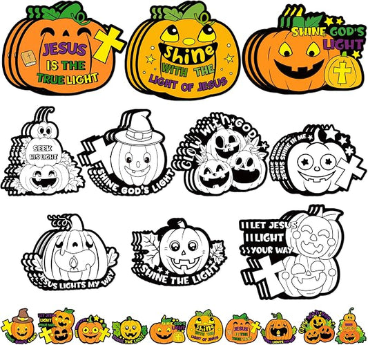 Halloween Coloring Arts Crafts Kits - 30Pcs Halloween Pumpkin Color Your Own Magnets for Kids Christian Blank DIY Coloring Magnets for Fall Party Fridge Refrigerator School Classroom Activities Decor