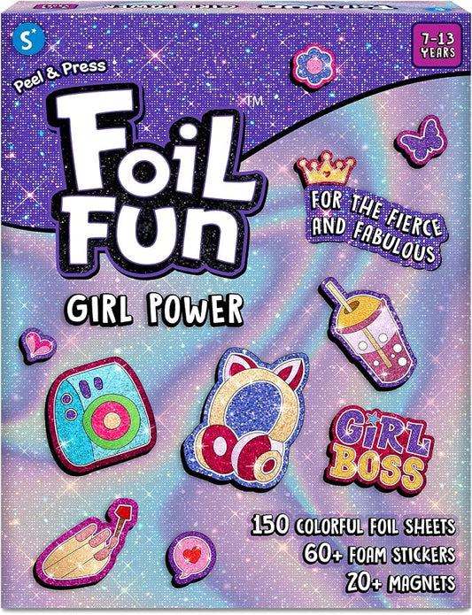 Skillmatics Foil Fun Girl Power, Foil Art & Craft Activity, Gift for Tweens | Mess-Free Activity, 20+ Magnets & 60+ Stickers, Travel, Screen-Free Fun, Party Favor for Kids, Teens (Ages 7–13)