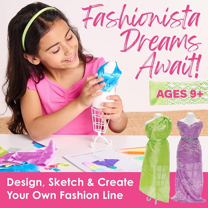 Creativity for Kids Designed by You Fashion Studio: DIY Fashion Designer Craft Kit for Girls, Dress Design Toy & Sewing Set for Kids, Gifts and Toys for Girls (Ages 9+)