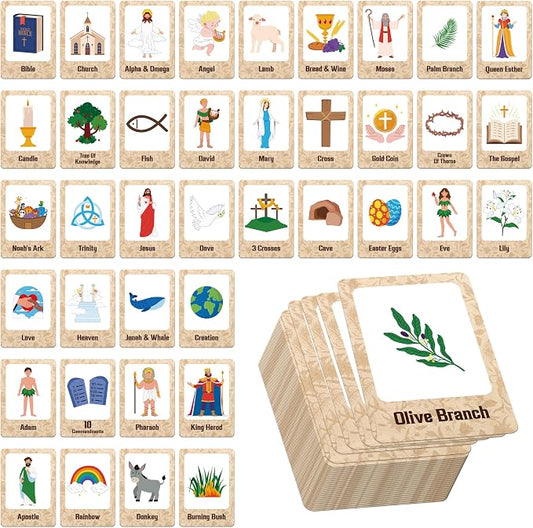 Hebayy Bible-Themed Matching Game, 80 PCS Bible Concentration Memory Cards for Christian 40 Pairs Biblical Character Cards Educational Toys for Kids, Adults