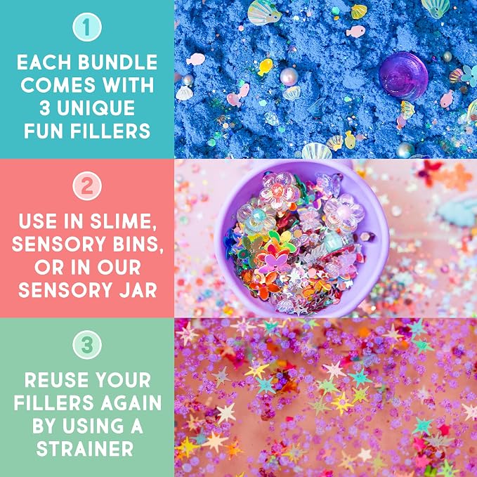 Glo Pals Fun Fillers, Sensory & Mini Toys for Kids, Epic Adventure, 3 Pack | Reusable Sensory Fillers For Slime, Jars, Bins and Dough, Sparks Imagination for Toddler and Kids