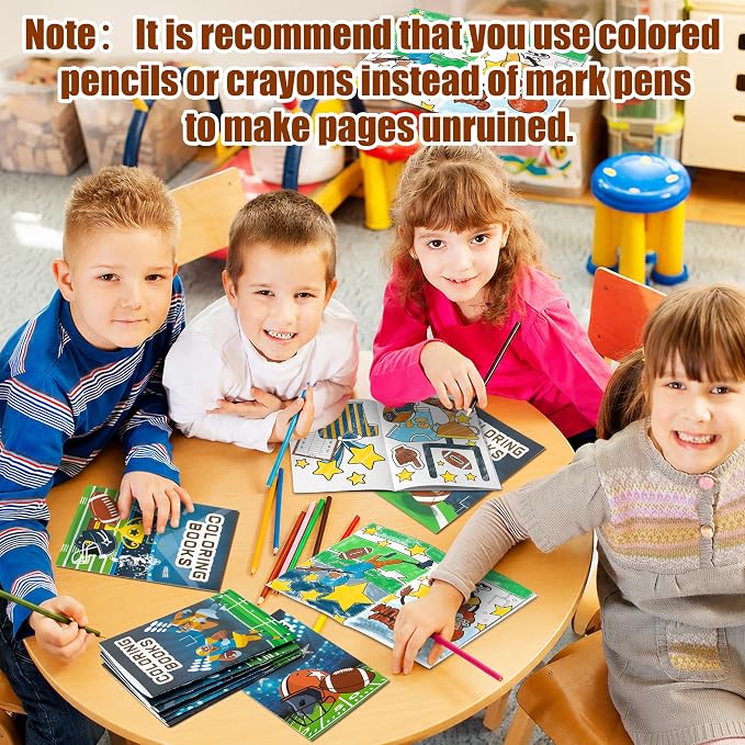Dvbonike 48Pcs Football Coloring Books Sport Themed DIY Color-in Pages | Football Helmet Glove Trophy, Drawing Booklet Bulk, Party Favors, Gifts, Classroom Reward, School Supplies, Art Activity