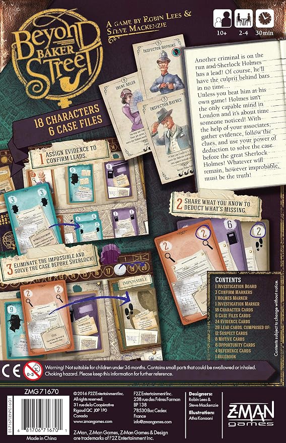 Beyond Baker Street Board Game - A Cooperative Mystery and Deduction Challenge for Kids & Adults, Ages 10+, 2-4 Players, 30 Minute Playtime, Made by Z-Man Games