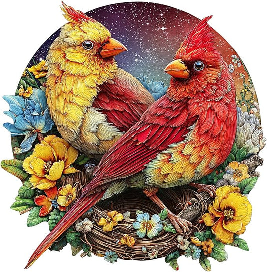 MEATRN Puzzles for Adults, Winter Cardinals Wooden Puzzles, 508 Pcs | Fun Educational Christmas Decorative Gift, Relaxing Wood Puzzle Game for Family & Friends, 16.5x16.7 in
