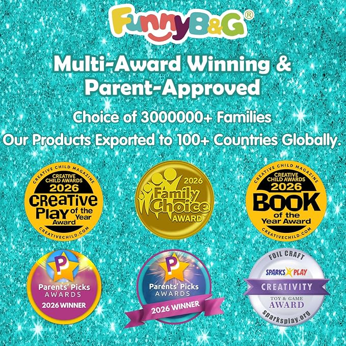 FUNNYB&G Foil Art Craft Kit for Kids, Sparkly Birthday Gift Toy for Girls | No Mess, Kids Ages 4-10 Create Sparkling Artwork, A Creative Gift for Birthdays, Holidays, Travel Activities,Screen-Free Fun