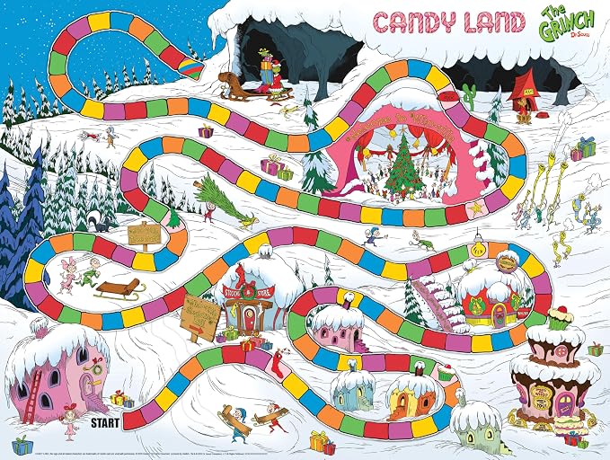 Candy Land: The Grinch Board Game, Play as Who-Ville Characters and Race to Mt. Crumpit, Classic Preschool Game for Kids and Families, Ages 5+, 2-4 Players, Officially Licensed Dr. Seuss Merchandise